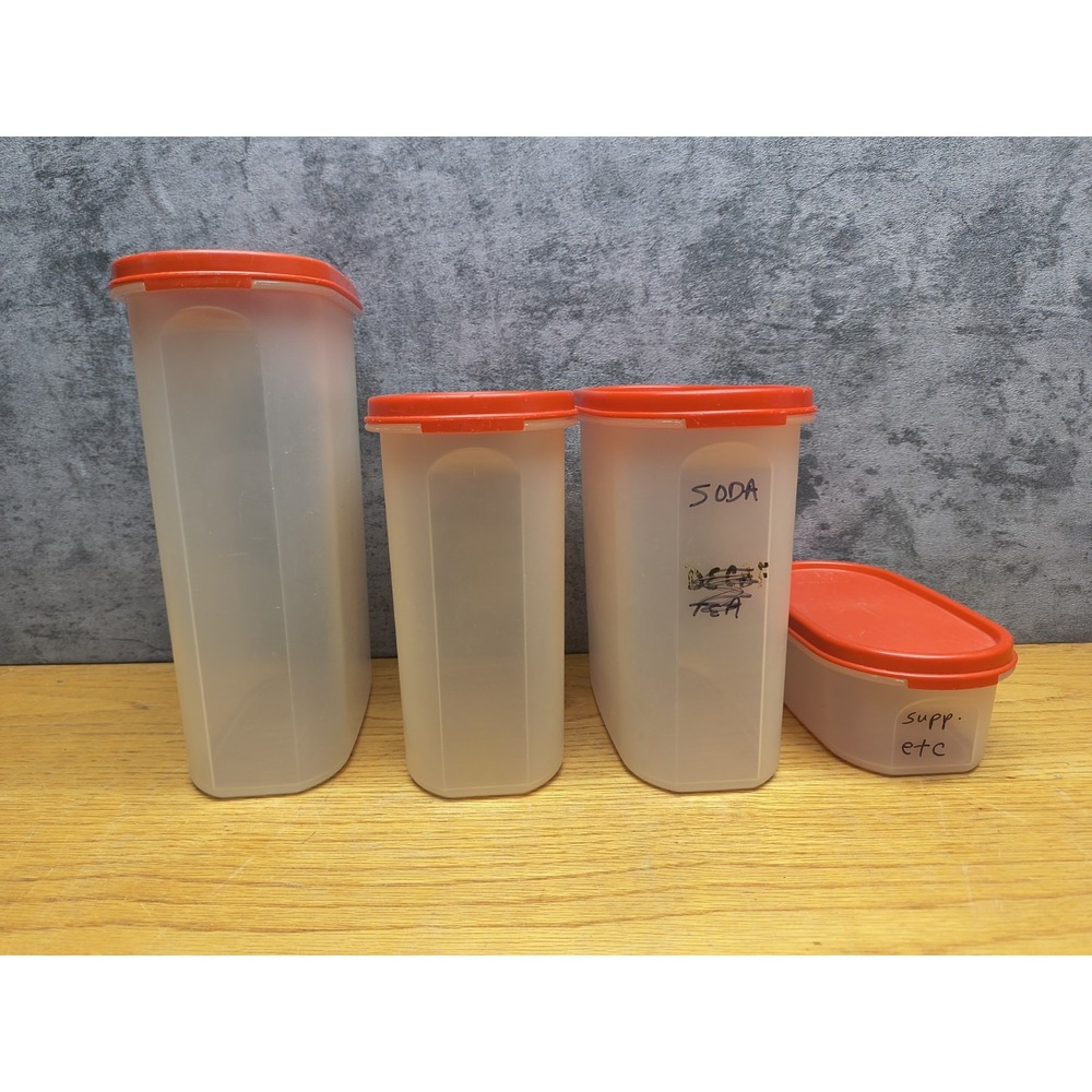 LOT‎ OF 4 VINTAGE TUPPERWARE RED LID